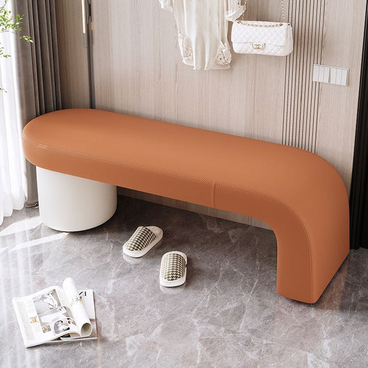 Nordic Bench | Cat-Scratch Leather | Solid Wood Frame | Entryway Seating 1