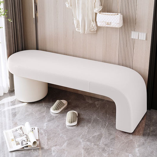 Nordic Bench | Cat-Scratch Leather | Solid Wood Frame | Entryway Seating 2