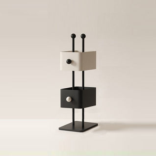 Nordic Bookshelf with Colorful Iron Boxes and Marble Base | Stylish Living Room Storage Solution