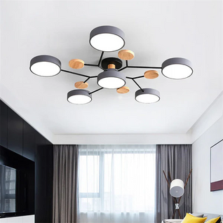Nordic Branched | Elegant Modern Flush Mount Ceiling Light with Wooden Accents