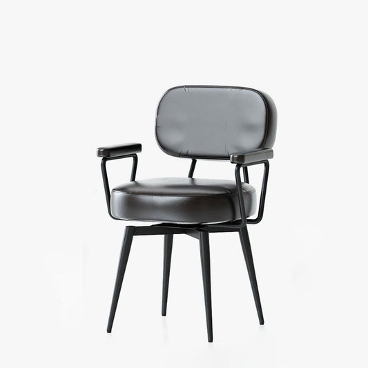 Nordic Desk Chair | Oil Wax Leather & Jacquard Fabric | 360° Swivel | Home Office 0