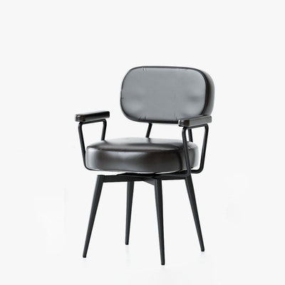 Nordic Desk Chair | Oil Wax Leather & Jacquard Fabric | 360° Swivel | Home Office 0