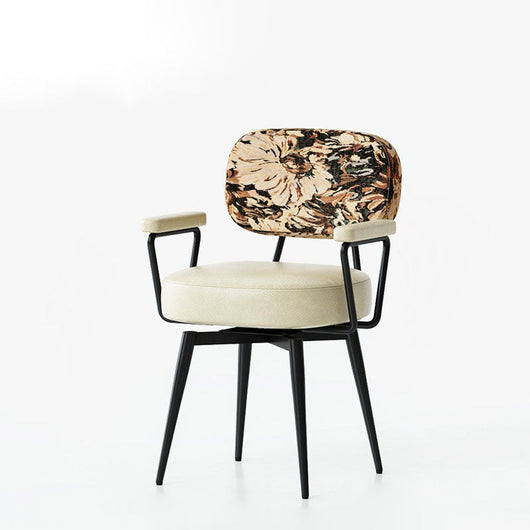 Nordic Desk Chair | Oil Wax Leather & Jacquard Fabric | 360° Swivel | Home Office 10