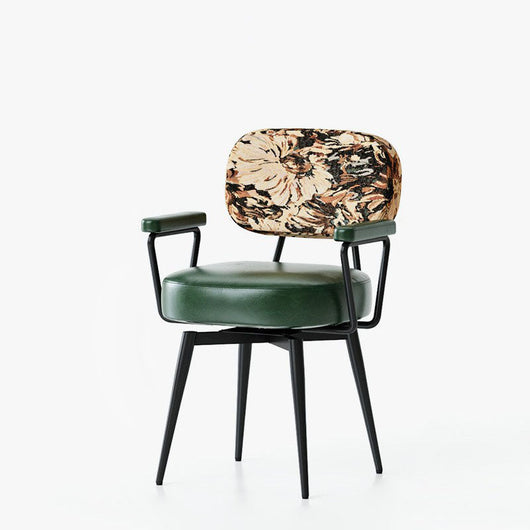 Nordic Desk Chair | Oil Wax Leather & Jacquard Fabric | 360° Swivel | Home Office 11