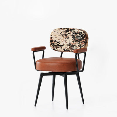 Nordic Desk Chair | Oil Wax Leather & Jacquard Fabric | 360° Swivel | Home Office 13