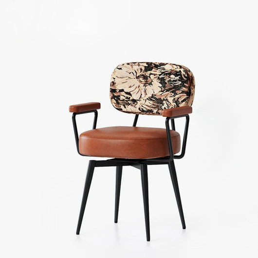 Nordic Desk Chair | Oil Wax Leather & Jacquard Fabric | 360° Swivel | Home Office 13