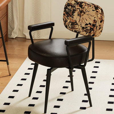 Nordic Desk Chair | Oil Wax Leather & Jacquard Fabric | 360° Swivel | Home Office 15