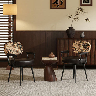 Nordic Desk Chair | Oil Wax Leather & Jacquard Fabric | 360° Swivel | Home Office 1