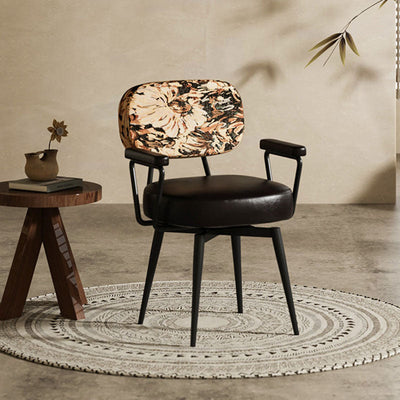 Nordic Desk Chair | Oil Wax Leather & Jacquard Fabric | 360° Swivel | Home Office 2