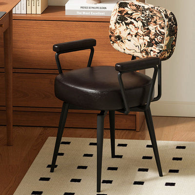 Nordic Desk Chair | Oil Wax Leather & Jacquard Fabric | 360° Swivel | Home Office 3