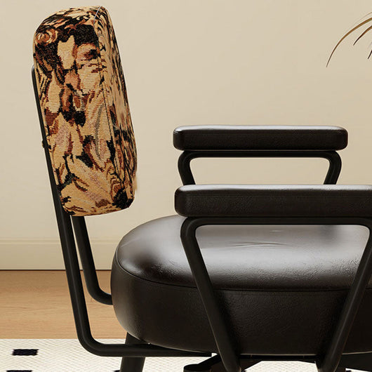 Nordic Desk Chair | Oil Wax Leather & Jacquard Fabric | 360° Swivel | Home Office 6
