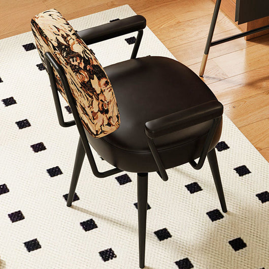 Nordic Desk Chair | Oil Wax Leather & Jacquard Fabric | 360° Swivel | Home Office 7