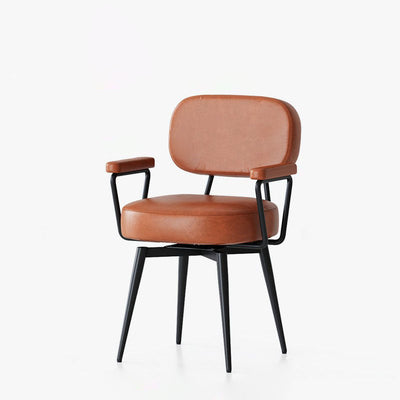Nordic Desk Chair | Oil Wax Leather & Jacquard Fabric | 360° Swivel | Home Office 9