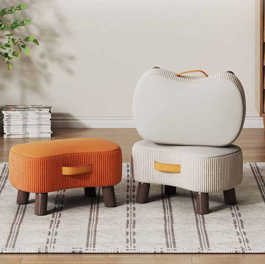 Nordic Footstool Ottoman | Solid Wood Frame, Portable Tech Fabric | Versatile Living Room & Bedroom Accessory 1