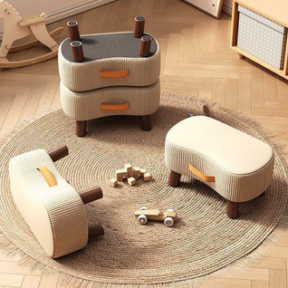 Nordic Footstool Ottoman | Solid Wood Frame, Portable Tech Fabric | Versatile Living Room & Bedroom Accessory