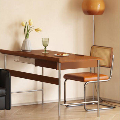Office Desk | Solid Wood & Stainless Steel | 1-Drawer Storage | Modern Minimalist | Home Office 2