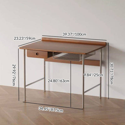 Office Desk | Solid Wood & Stainless Steel | 1-Drawer Storage | Modern Minimalist | Home Office 4