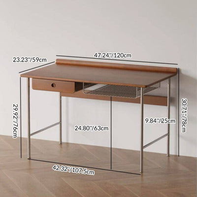 Office Desk | Solid Wood & Stainless Steel | 1-Drawer Storage | Modern Minimalist | Home Office 5