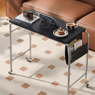 Office Desk with PU Leather Top and Stainless Steel Base | Movable Design for Home Office 1