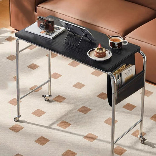 Office Desk with PU Leather Top and Stainless Steel Base | Movable Design for Home Office 1