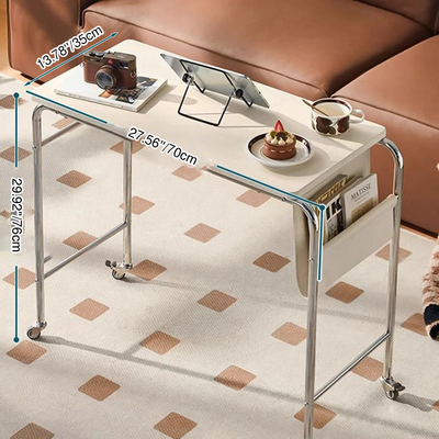 Office Desk with PU Leather Top and Stainless Steel Base | Movable Design for Home Office 3