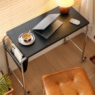 Office Desk with PU Leather Top and Stainless Steel Base | Movable Design for Home Office 7