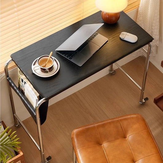 Office Desk with PU Leather Top and Stainless Steel Base | Movable Design for Home Office 7