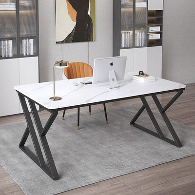 Office Desk with Stone Slab Top and Carbon Steel Frame | Modern Minimalist Design for Home Office 1