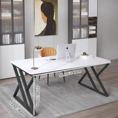 Office Desk with Stone Slab Top and Carbon Steel Frame | Modern Minimalist Design for Home Office 4