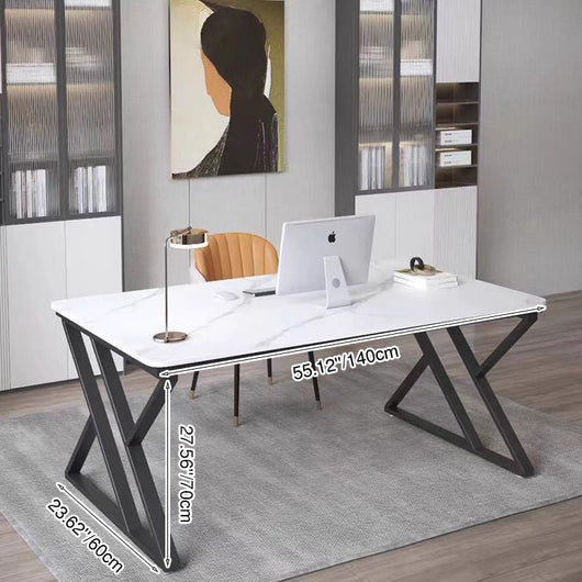 Office Desk with Stone Slab Top and Carbon Steel Frame | Modern Minimalist Design for Home Office 4