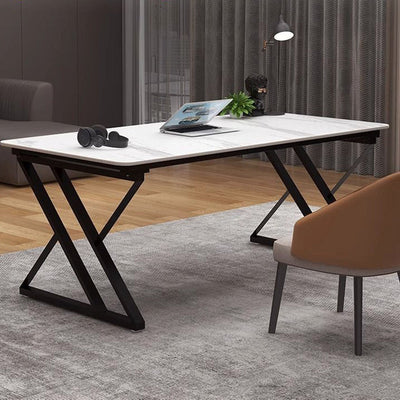 Office Desk with Stone Slab Top and Carbon Steel Frame | Modern Minimalist Design for Home Office 7