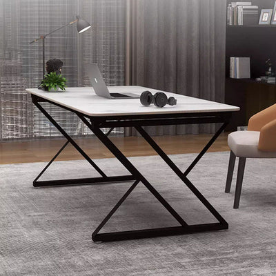Office Desk with Stone Slab Top and Carbon Steel Frame | Modern Minimalist Design for Home Office 8