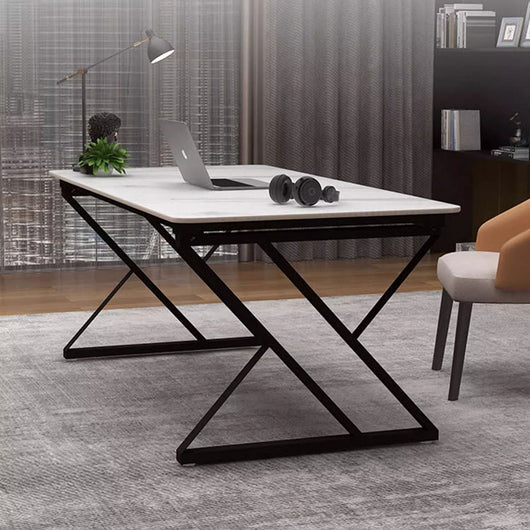 Office Desk with Stone Slab Top and Carbon Steel Frame | Modern Minimalist Design for Home Office 8