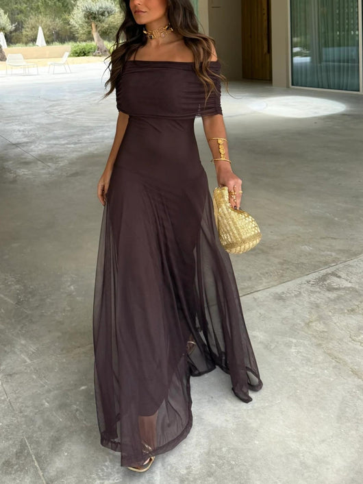 Olivia | Maxi Dress Off Shoulder White Chiffon Women Adult Summer 0