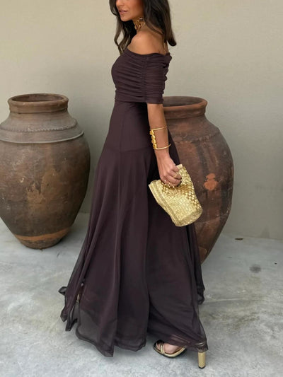 Olivia | Maxi Dress Off Shoulder White Chiffon Women Adult Summer 1
