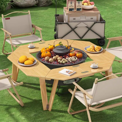 Outdoor Coffee Table | Solid Wood & Metal | Foldable Design for Easy Transport | Perfect for Camping and Patios 1
