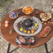 Outdoor Dining Table | Foldable Walnut Wood with Iron Frame, Compact Design | Perfect for Patio and Garden