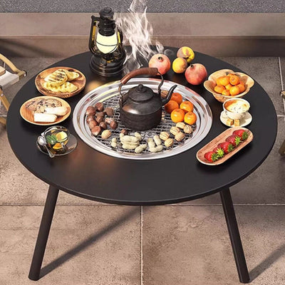 Outdoor Dining Table | Foldable Walnut Wood with Iron Frame, Compact Design | Perfect for Patio and Garden 1