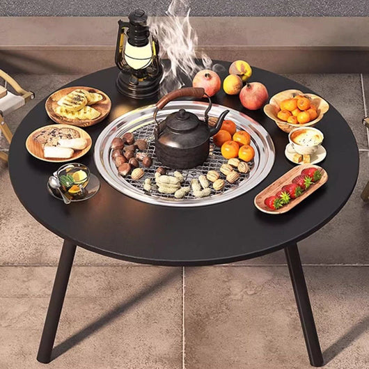Outdoor Dining Table | Foldable Walnut Wood with Iron Frame, Compact Design | Perfect for Patio and Garden 1