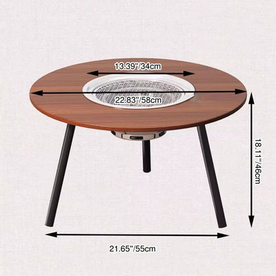 Outdoor Dining Table | Foldable Walnut Wood with Iron Frame, Compact Design | Perfect for Patio and Garden 4