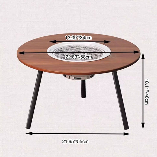 Outdoor Dining Table | Foldable Walnut Wood with Iron Frame, Compact Design | Perfect for Patio and Garden 4