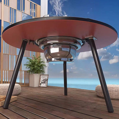 Outdoor Dining Table | Foldable Walnut Wood with Iron Frame, Compact Design | Perfect for Patio and Garden 6