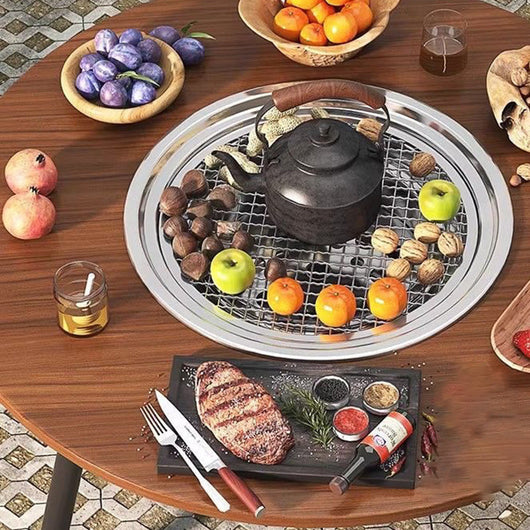 Outdoor Dining Table | Foldable Walnut Wood with Iron Frame, Compact Design | Perfect for Patio and Garden 7