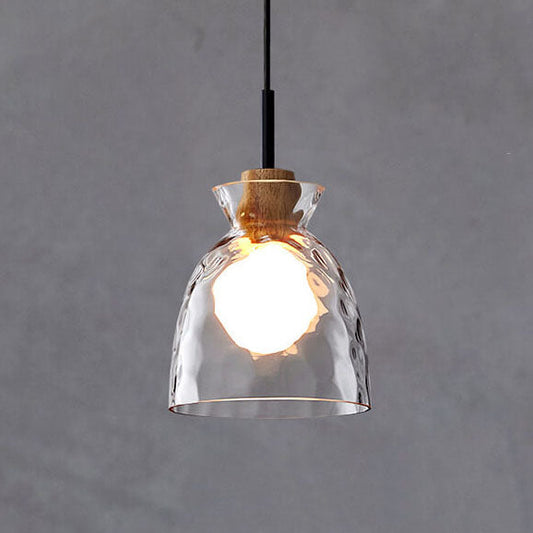 Pendant Light | Glass & Wood | Modern Design | Ideal for Living Room & Bedroom 0