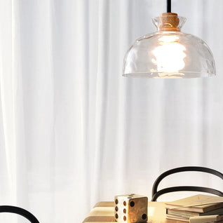Pendant Light | Glass & Wood | Modern Design | Ideal for Living Room & Bedroom
