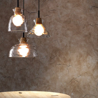 Pendant Light | Glass & Wood | Modern Design | Ideal for Living Room & Bedroom