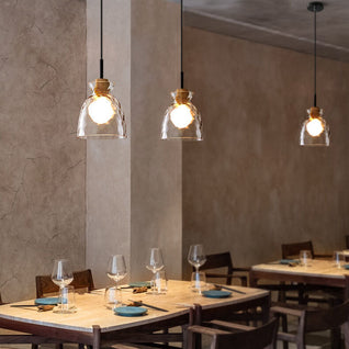 Pendant Light | Glass & Wood | Modern Design | Ideal for Living Room & Bedroom