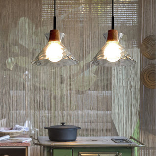 Pendant Light | Glass & Wood | Modern Design | Ideal for Living Room & Bedroom