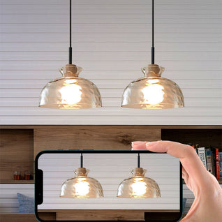 Pendant Light | Glass & Wood | Modern Design | Ideal for Living Room & Bedroom