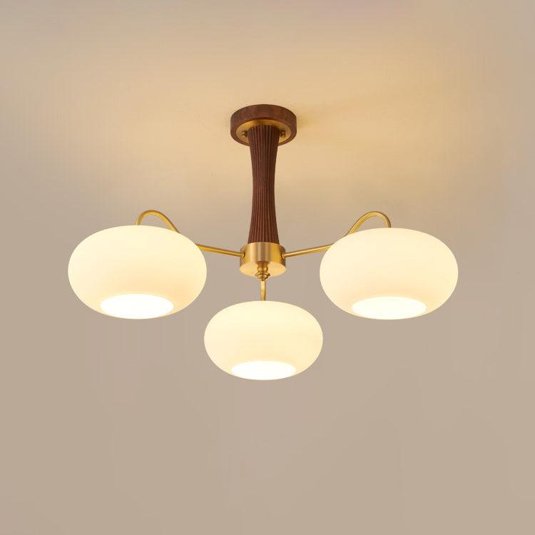 PersimmonGlow | Modern Elegant Brass Wooden Dining Room Chandelier 0